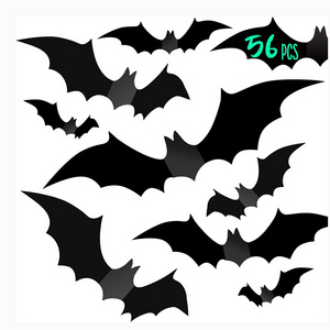 3D PVC Scary Black Bats Wall Stickers With Double Sided Foam Tape For Halloween Party Decoration Indoor Decor