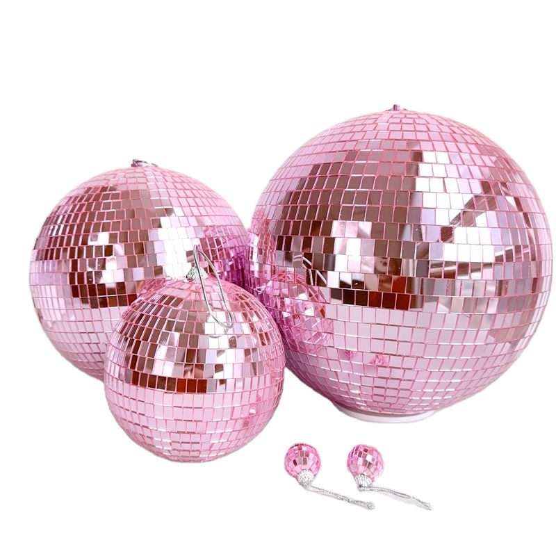 Custom Size Pink Hanging Reflective Mirror Disco Ball Suit For Event Birthday Party Wedding Christmas Decoration