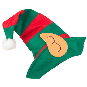 Santa's Helper Red And Green Christmas Elf Hat With Attached Ears For Kids Adults Xmas Party Costume Accessories