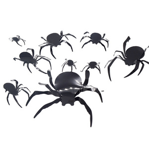 3D PET Boo Happy Halloween Wall Stickers Black Scary Spider Bat and Ghost Design for Door and Event Decorations Packaging Use