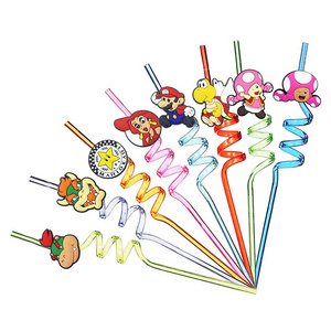 Hot Sale Reusable Soft PVC Cartoon Creative Straw Tip Tumbler Bottle Drinking Straws