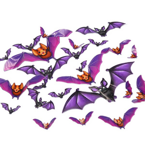 Halloween 3D PET Colors Scary Bats Wall Stickers For Halloween Indoor Decorations