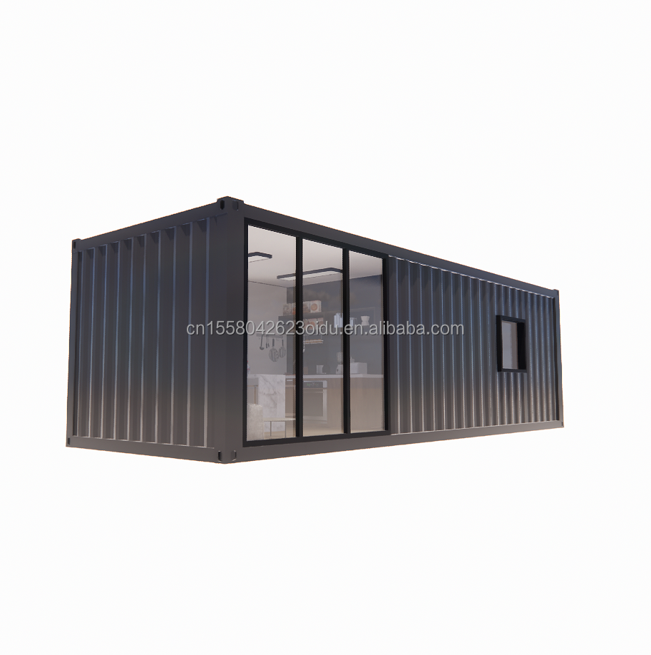 Luxury 20ft beautiful prefab container homes A bedroom, a kitchen, a living room and a bathroom