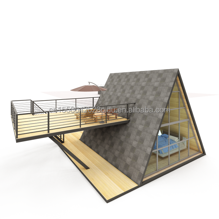 Deluxe Steel Structure Small Wooden House Triangle Modular Prefabricated Small House