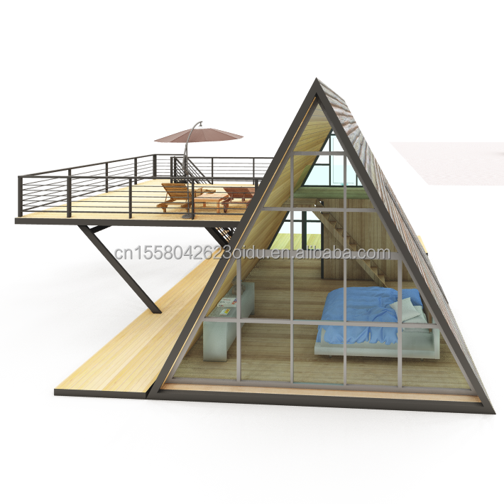 Deluxe Steel Structure Small Wooden House Triangle Modular Prefabricated Small House