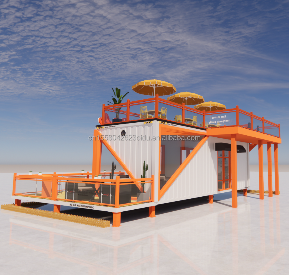 Design mobile shipping  Outdoor  container bar coffee shop on the second floor