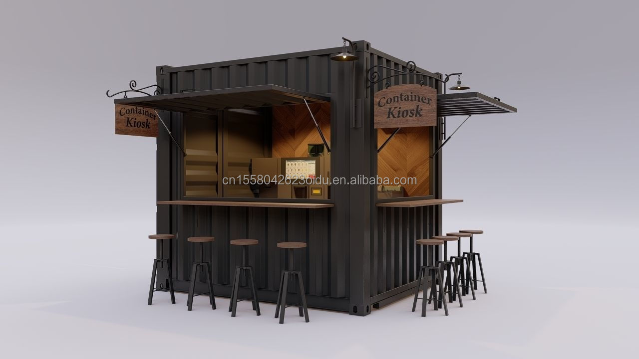 20ft bar fast food Mini Popup Shop Mobile Container Coffee Bar Houses  Cafe Shops 10ft container