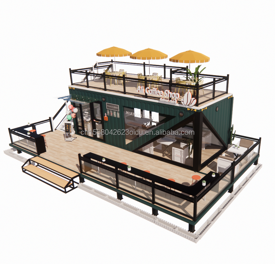 Design mobile shipping  Outdoor  container bar coffee shop on the second floor