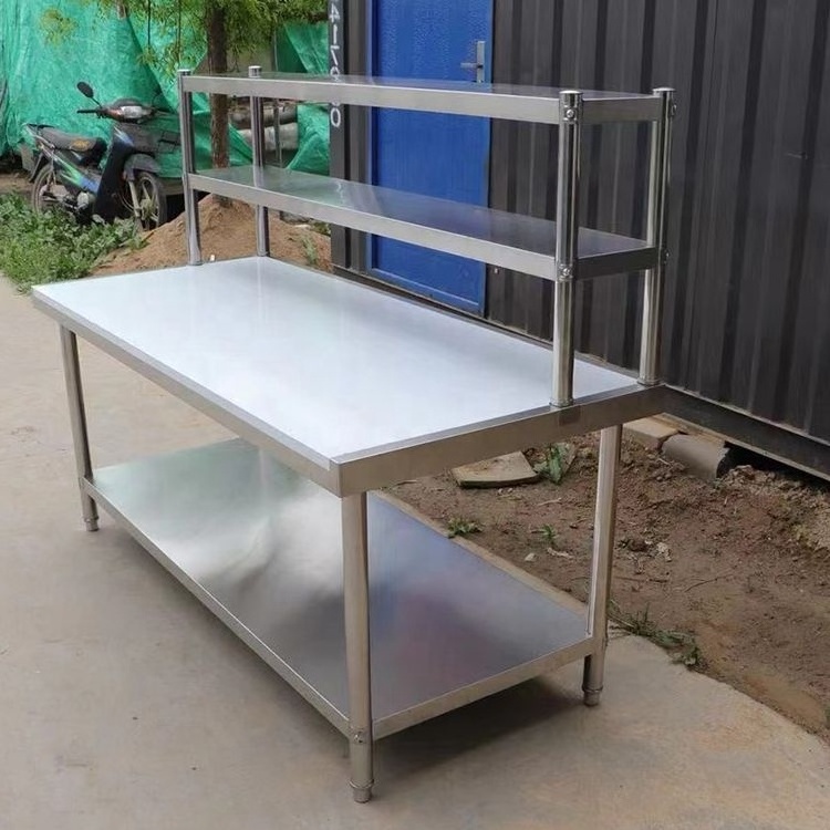 Stainless Steel Bar Restaurant Food Prep Cocktail Table Bubble Tea Working Station Kitchen Working Bench Factory