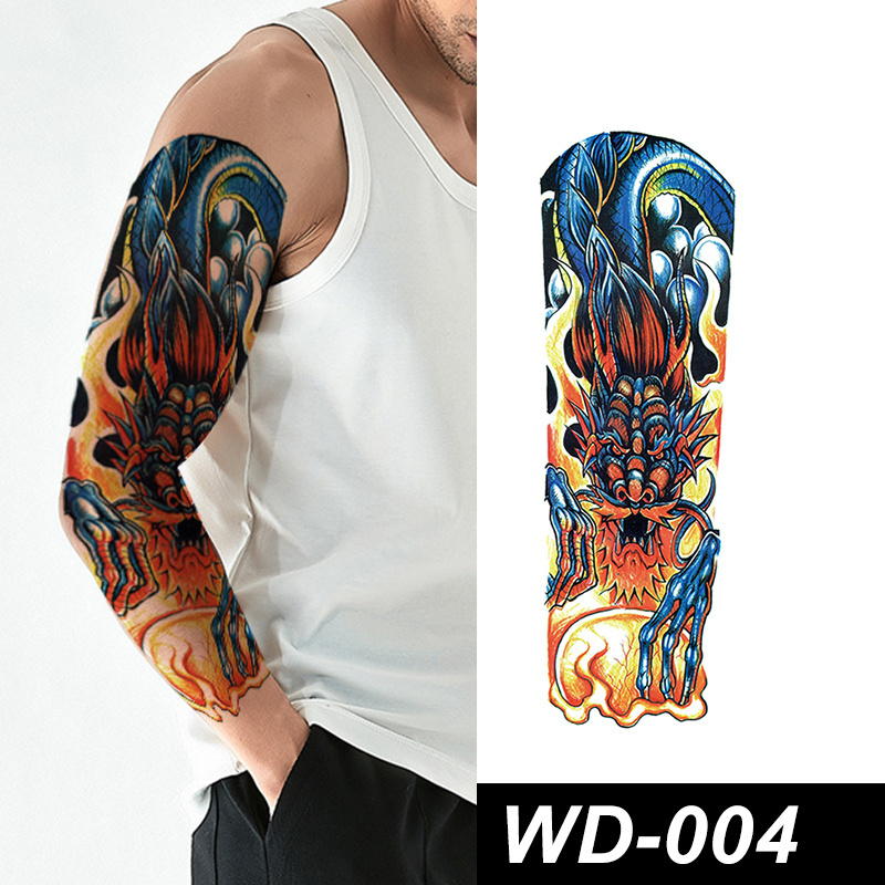 Factory wholesale men's big arm sleeve black sexy waterproof temporary tattoo stickers full arm spray skull tattoo stickers