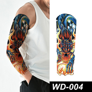 Factory wholesale men's big arm sleeve black sexy waterproof temporary tattoo stickers full arm spray skull tattoo stickers