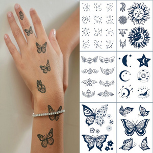 Herbal Ink Juice Semi Permanent Tattoo Custom Logo Waterproof Body Makeup Butterfly Hand Tattoo Sticker for Women