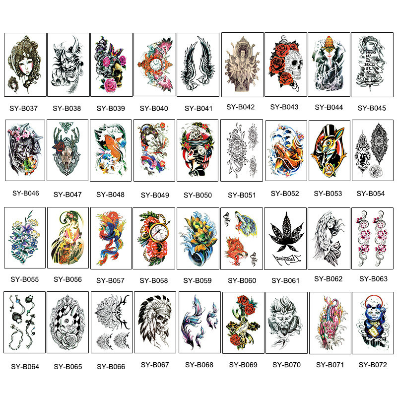 Men Large Arm Sleeve Black Sexy Waterproof Temporary Tattoo Sticker Full Arm Big Skull Flower Tattoos