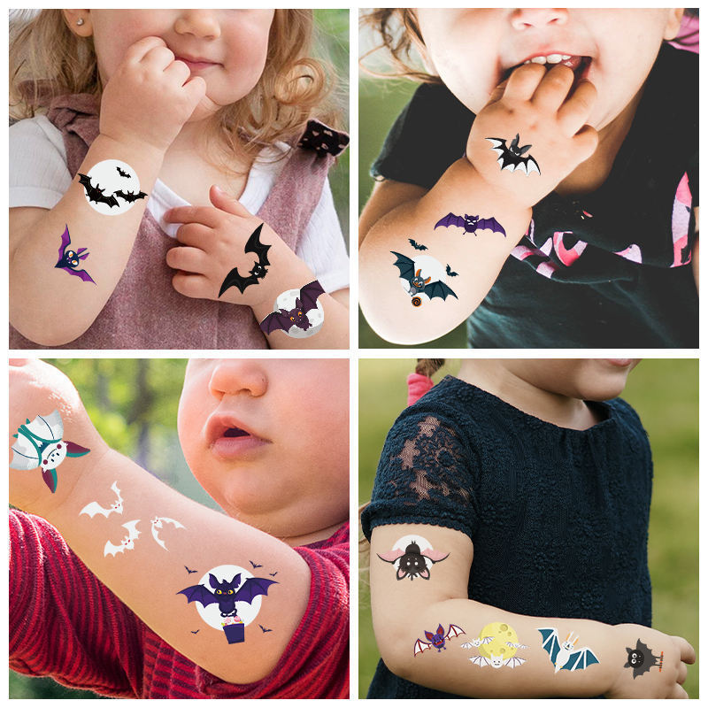 Custom Bat Waterproof Glowing in the Dark Removable Luminous Tattoo Space for Children Temporary Tattoo Stickers