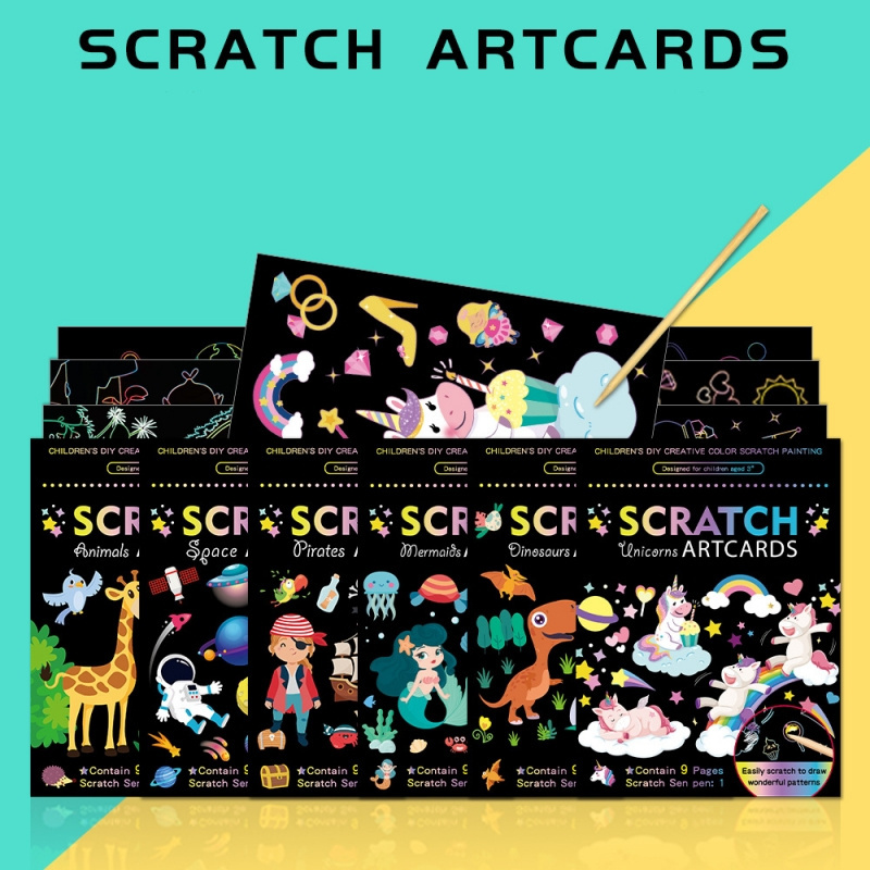 Wholesale Scratching Paper Scratch off Paper Art Cards Stencils Scratch Paper Art Notes For Kids