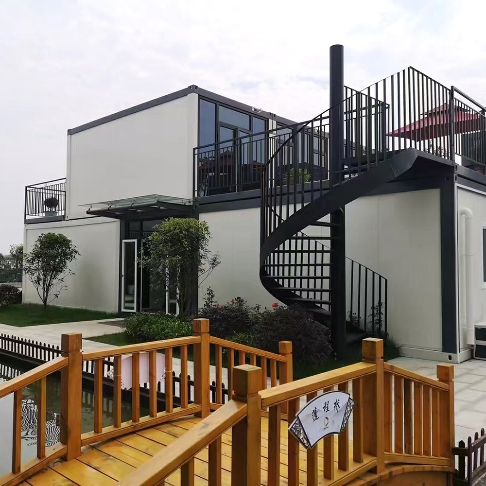 Luxury container house villa modular room two double floors prefab living container house with furniture