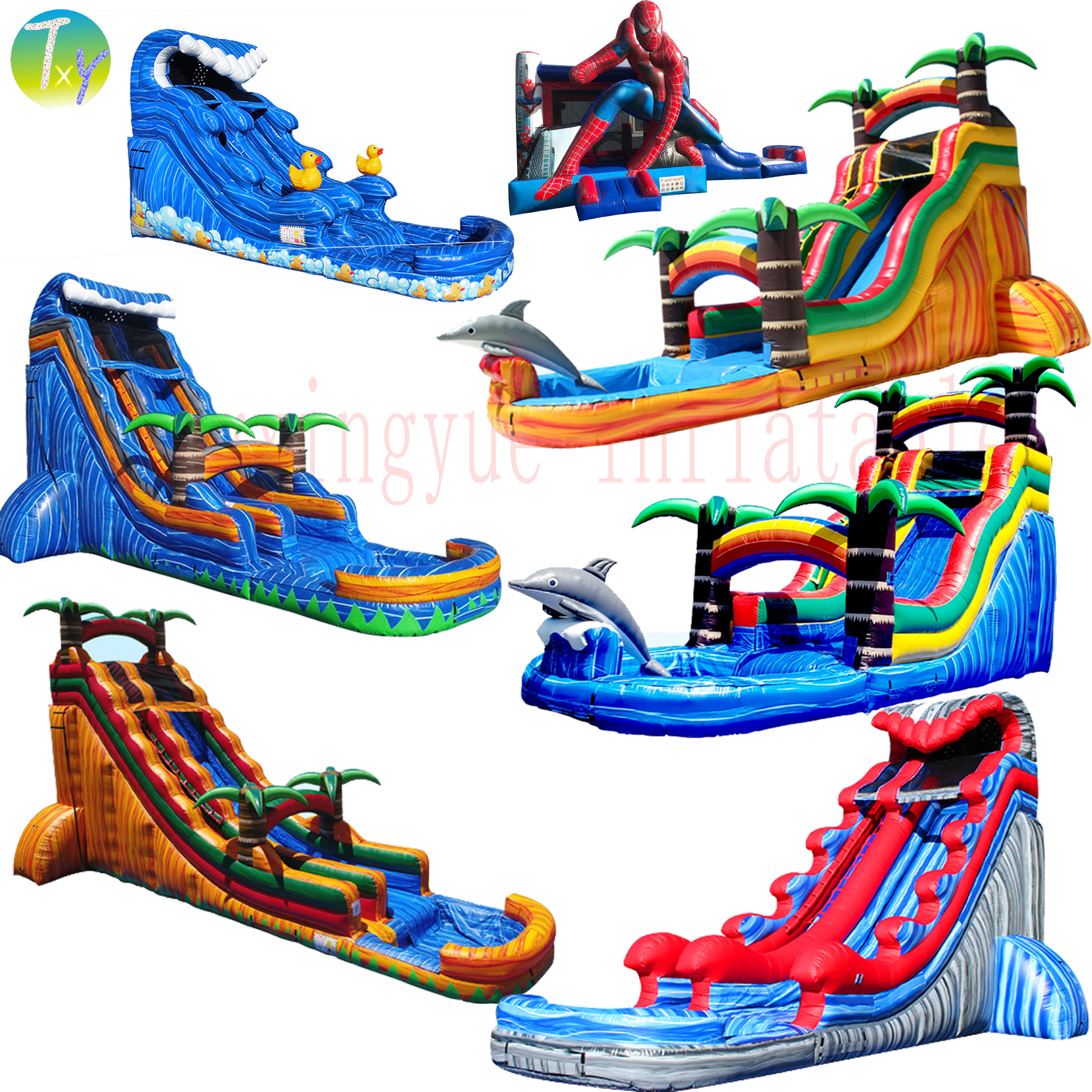 Waterslide Commercial PVC Palm Tree Inflatable Water Slide For Kid Inflatable Slide With Pool Wet Or Dry Slide Adult For Sale