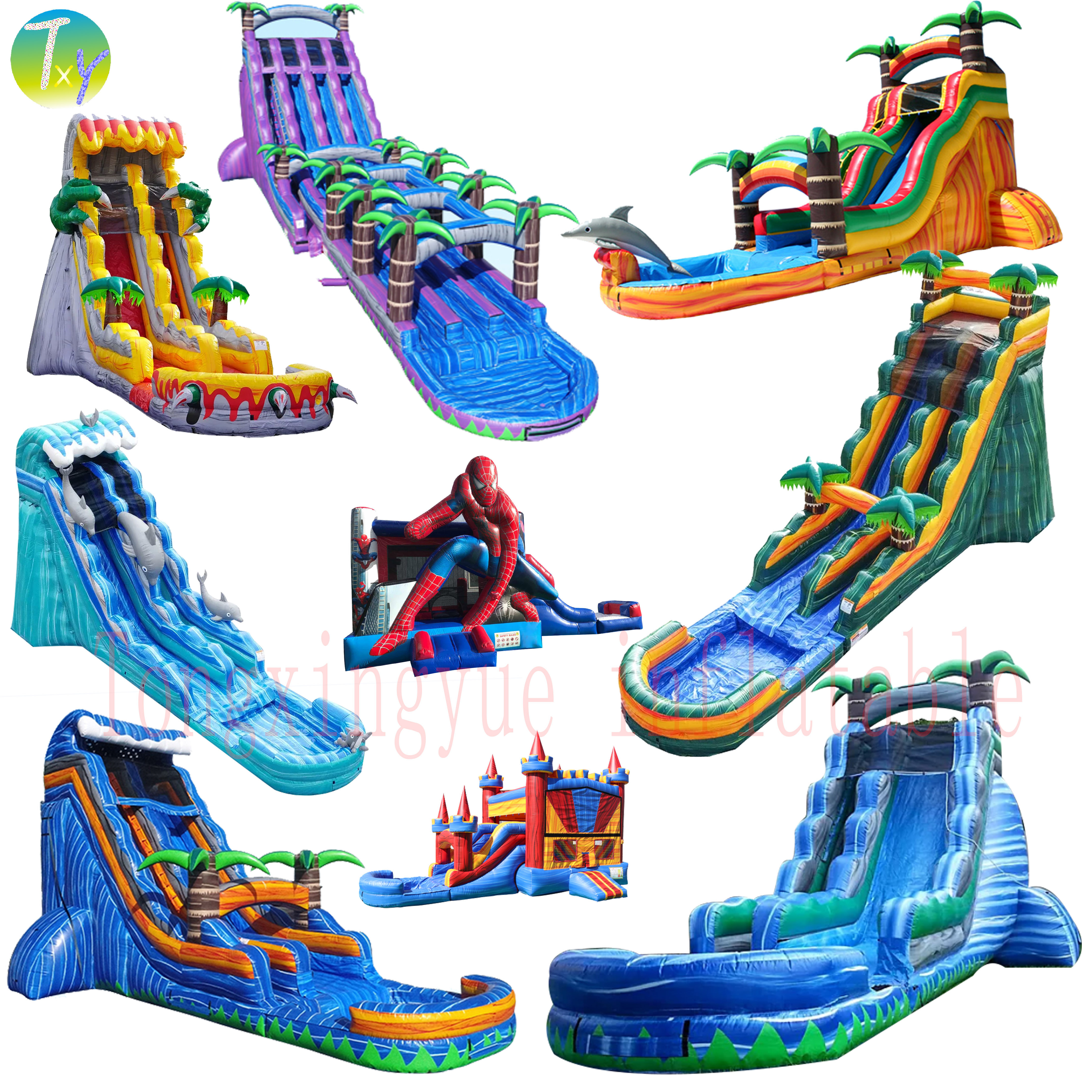 Waterslide Commercial PVC Palm Tree Inflatable Water Slide For Kid Inflatable Slide With Pool Wet Or Dry Slide Adult For Sale