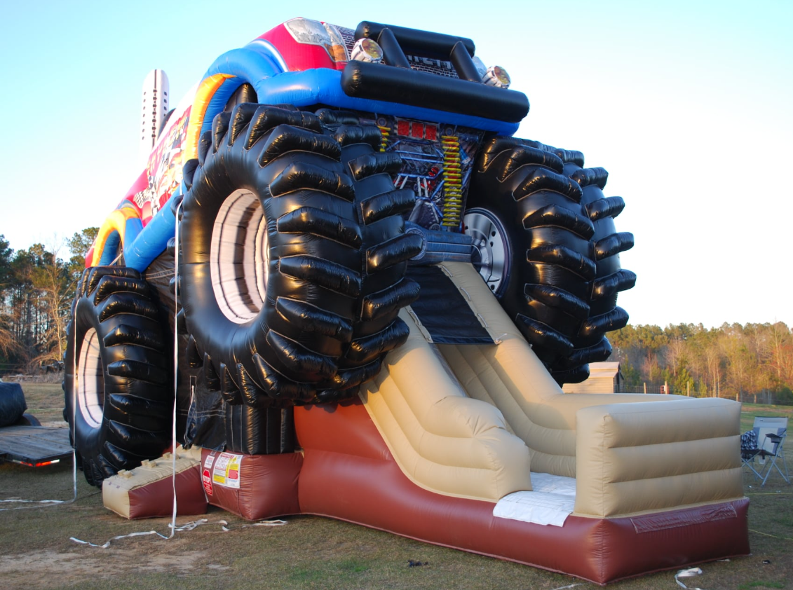 High quality inflatable monster truck combo bounce house with dry slide bouncy castle bouncer combo for party business