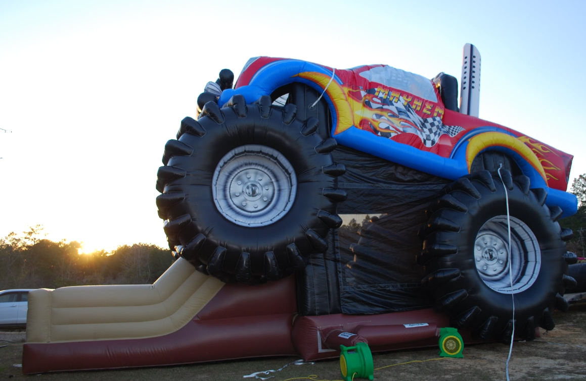 High quality inflatable monster truck combo bounce house with dry slide bouncy castle bouncer combo for party business