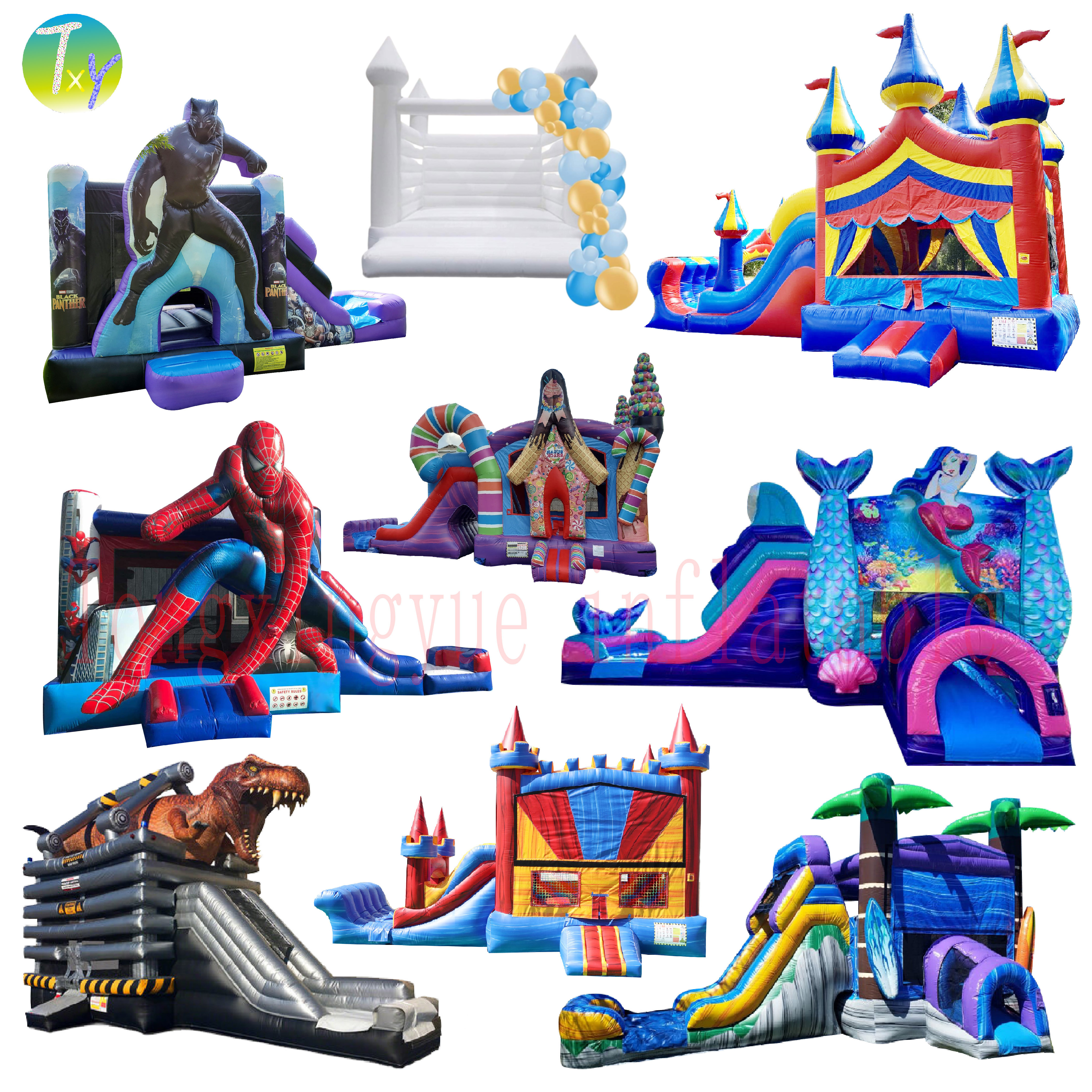 Moonwalk Outdoor Commercial Inflatable Bouncer Combo Adult White Bouncy Jumping Castle Kids Party Bounce house With Water Slide