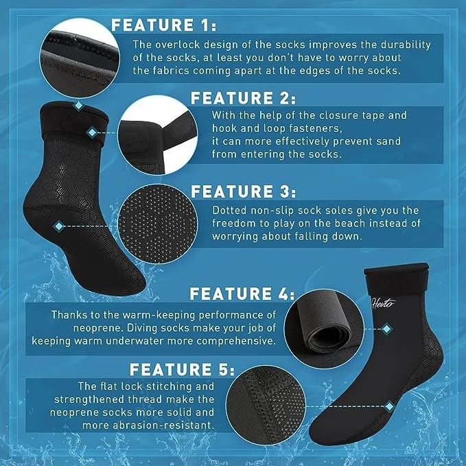 Sinodiving Diving web socks 3mm cold water Neoprene GBS sand proof beach swimming socks suitable for water sports