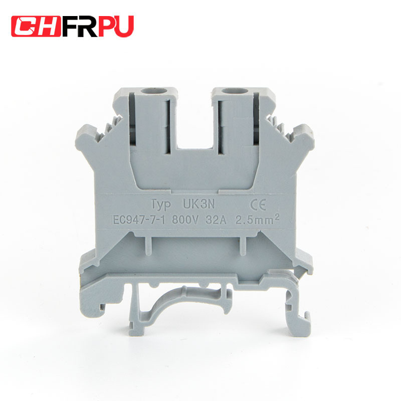 2.5mm through din rail screw plastic brass terminal UK3N marine conector electrical power terminal block 35mm din rail mounting