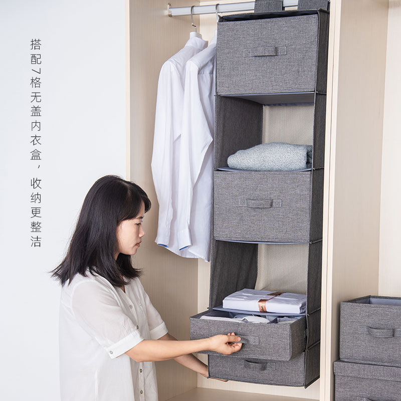 New Arrival 6-shelf Oxford Hanging Space Saving Drawers Collapsible Sock Shelves Hanging Closet Organizer for Sweater Clothing