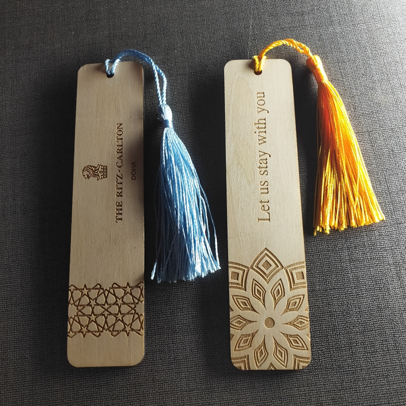 Customized DIY hangings tag Laser cutting wood unfinished blank wood bookmarks