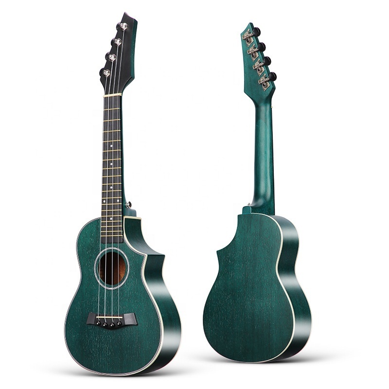 Professional ukulele 23 inch mahogany wood small four string missing horn small guitar Ogumann wood green