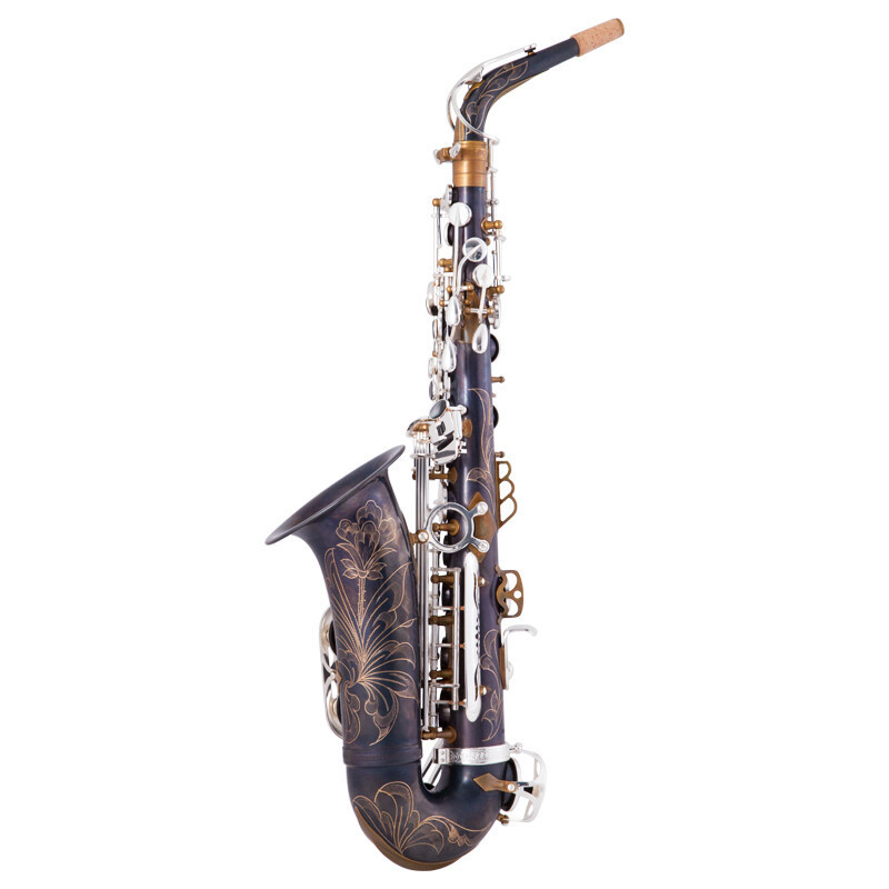 Professional E-flat Retro series alto saxophone instrument retro blue gold copper body