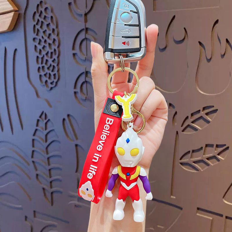 Creative Small Gifts New Couple Bag Car Doll Key Chain Ornament Japanese Anime Figure Cartoon Ultraman Keychain Pendant