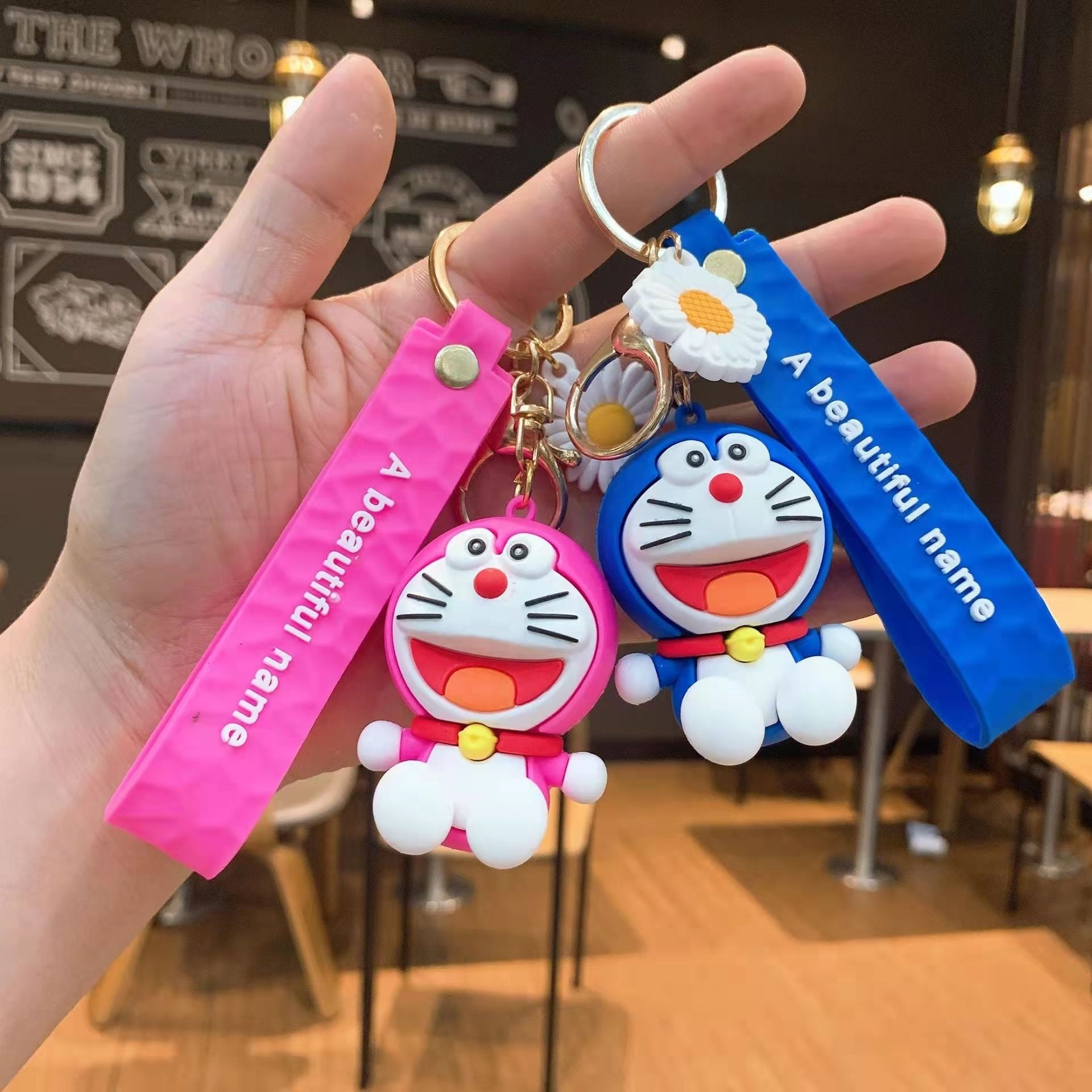 3D PVC Cartoon Japanese Anime Keychain Creative Backpack Pendant Doraemon Keychain Free