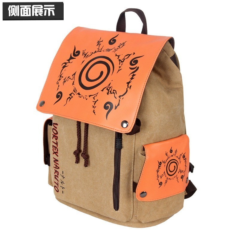 High Quality Japanese Anime Canvas PU Teenage School Bag Cartoon Large Capacity Totoro One Piece Demon Slayer Travel Backpack