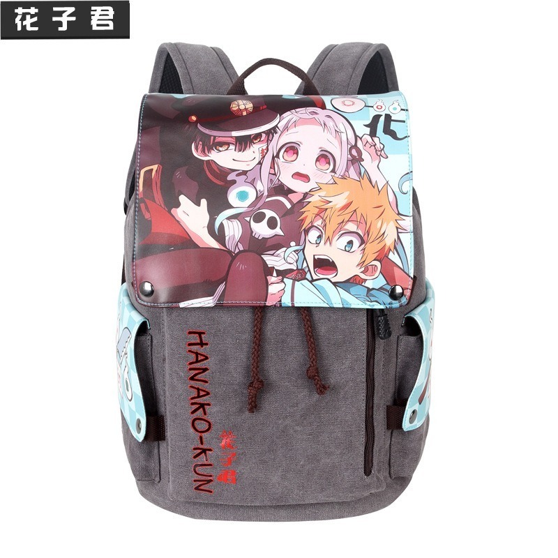 High Quality Japanese Anime Canvas PU Teenage School Bag Cartoon Large Capacity Totoro One Piece Demon Slayer Travel Backpack