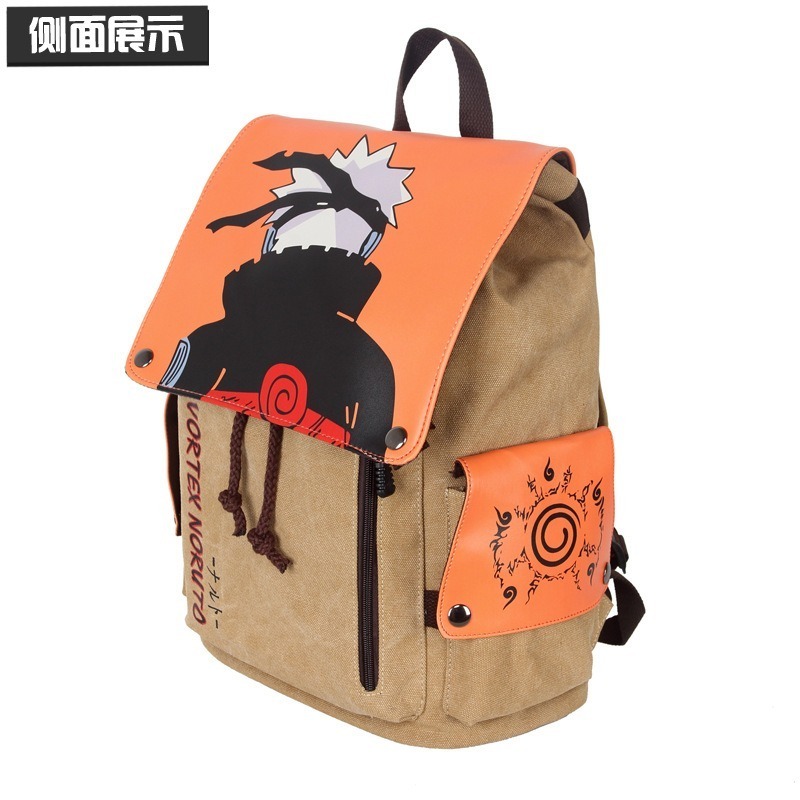 High Quality Japanese Anime Canvas PU Teenage School Bag Cartoon Large Capacity Totoro One Piece Demon Slayer Travel Backpack