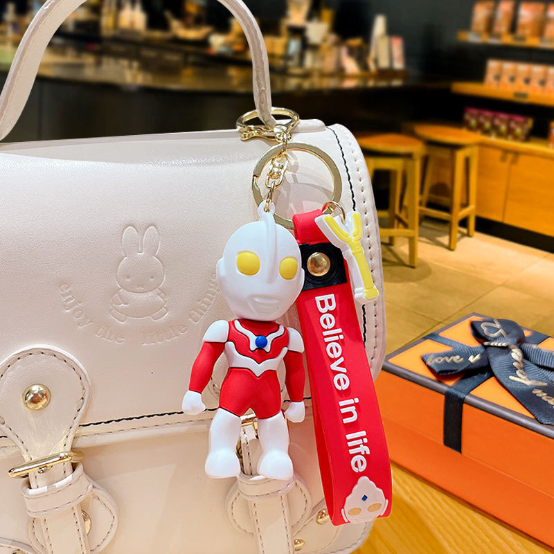 Creative Small Gifts New Couple Bag Car Doll Key Chain Ornament Japanese Anime Figure Cartoon Ultraman Keychain Pendant