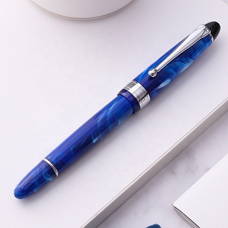 CW Luxury New Design Resin Acrylic Best Selling Fancy Crystal Blue Ink Fountain Pen