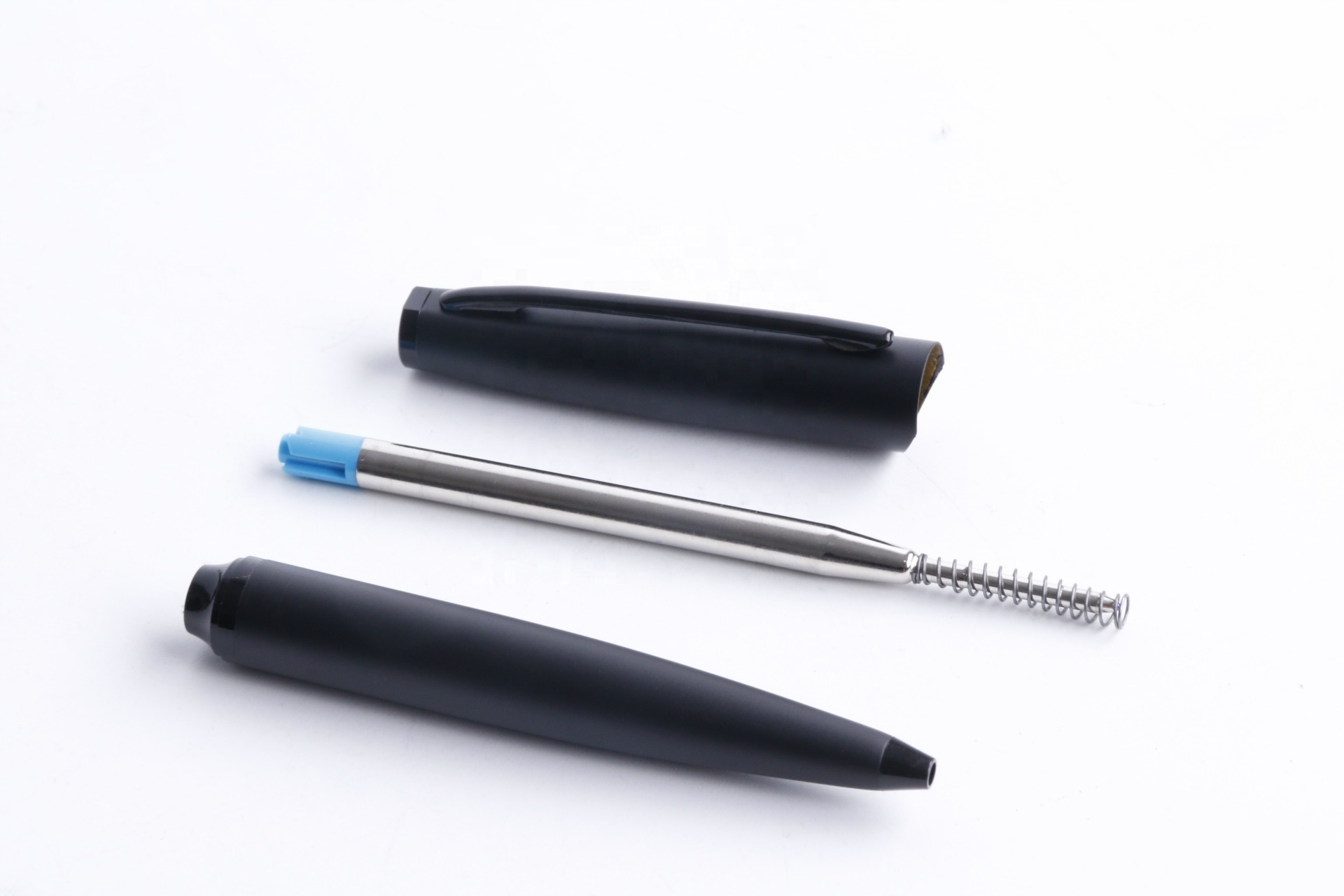 High Quality Luxury Hotel Pen All Black Matte Metal Laser Ball Pen With Custom Logo