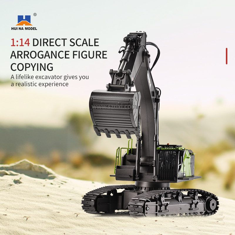 HUINA 1593 RC Excavator Metal 1/14 Dumper Truck Crawler Alloy Tractor Loader 2.4G Radio Controlled Car Rc Cars For Kids Toys