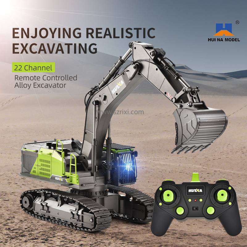 HUINA 1593 RC Excavator Metal 1/14 Dumper Truck Crawler Alloy Tractor Loader 2.4G Radio Controlled Car Rc Cars For Kids Toys