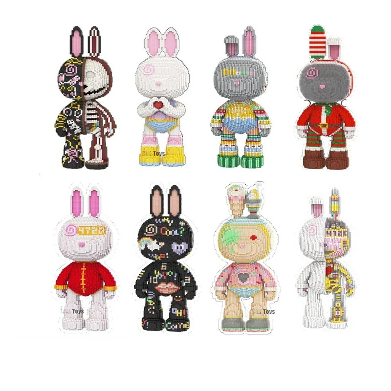 3D Bearbrick 55cm New Year Xmas Diamond MOMO Rabbit Model Bricks Figure DIY Assembly Connection Building Blocks Toys Sets