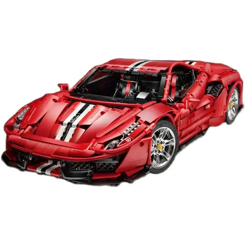 Cada C61042 C61043 Electric RC Red Italian Super Sports Racing Car 1:8 GTE 488 Vehicle DIY Brick Building Blocks Toys Kids