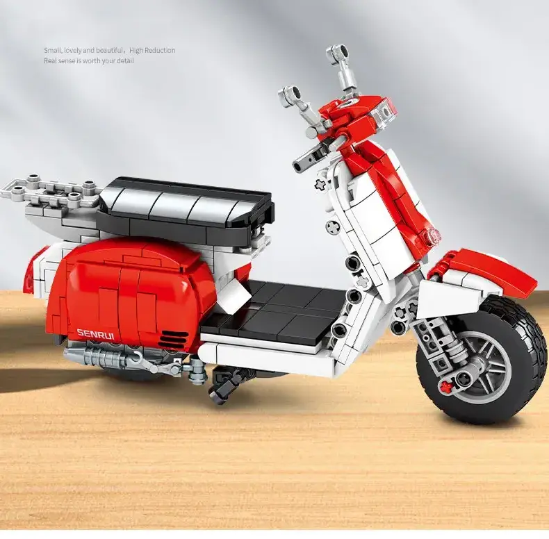 Technical Moc Assemble Model Classic Pedal Scooter Motorcycle Vespas Bricks Toys Collection For Kids Gifts Building Block Sets