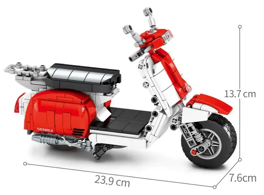 Technical Moc Assemble Model Classic Pedal Scooter Motorcycle Vespas Bricks Toys Collection For Kids Gifts Building Block Sets