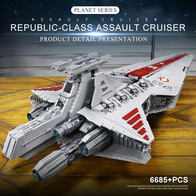 Mould King 21005 MOC 0694 Star Plan Wars Venator Class Republic Attack Cruiser Model Plastic Brick Jumbo Building Blocks Toy