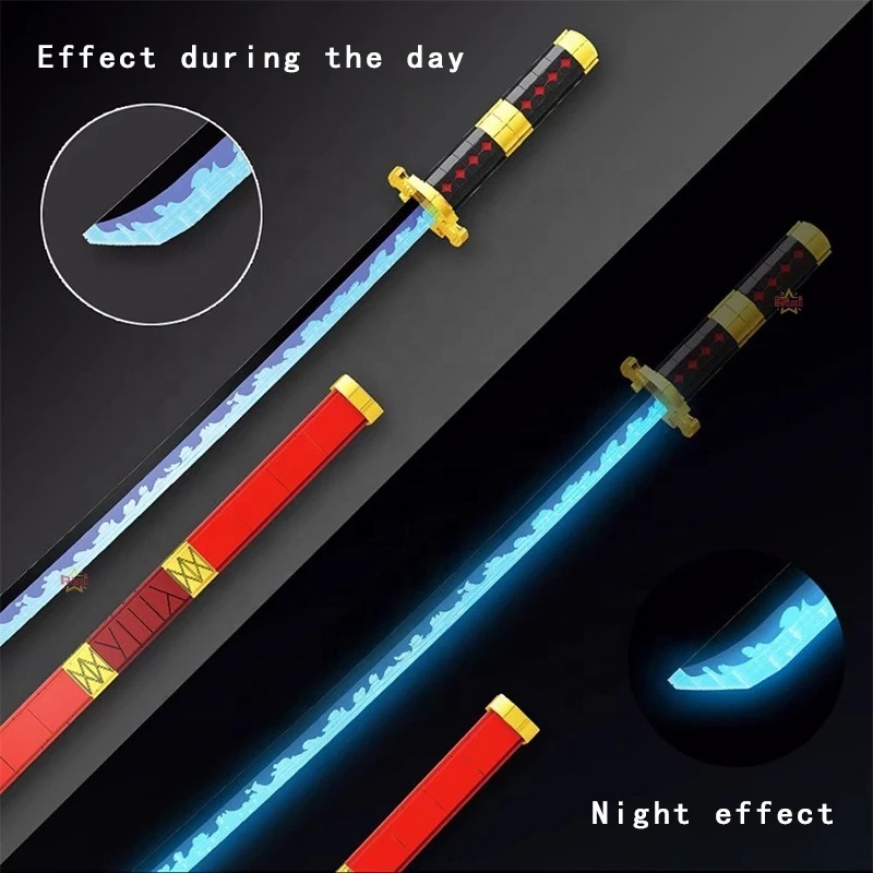 Creative MOC Weapon Plastic Luminous Samurai Anime Katana Demon Slayer Sword Connection DIY Bricks Toys Building Blocks Sets