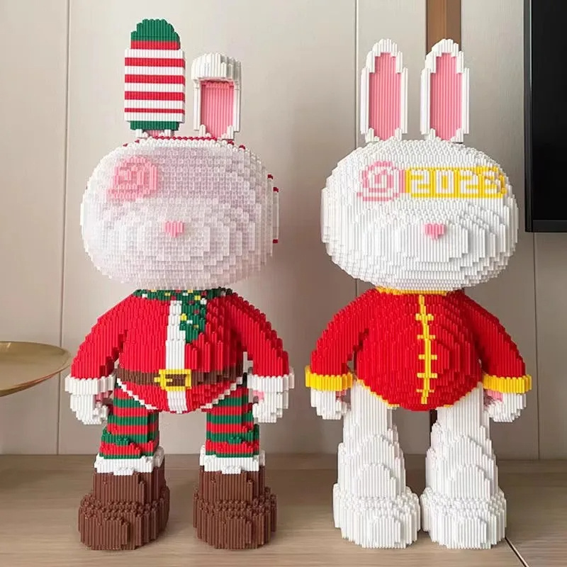 3D Bearbrick 55cm New Year Xmas Diamond MOMO Rabbit Model Bricks Figure DIY Assembly Connection Building Blocks Toys Sets