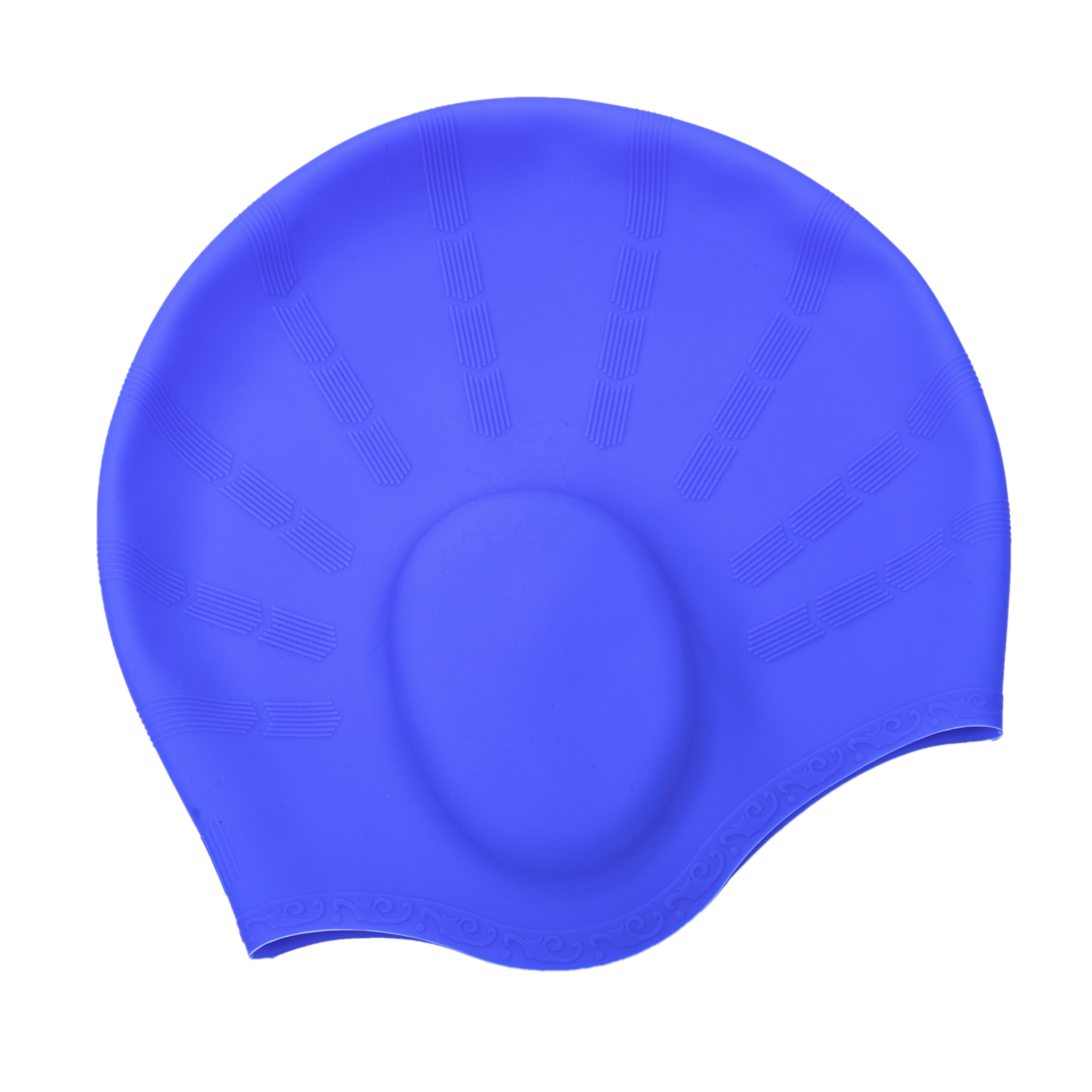 New market high quality durable silicone swimming cap Silicone ear protective fabric swimming cap swimmer cap