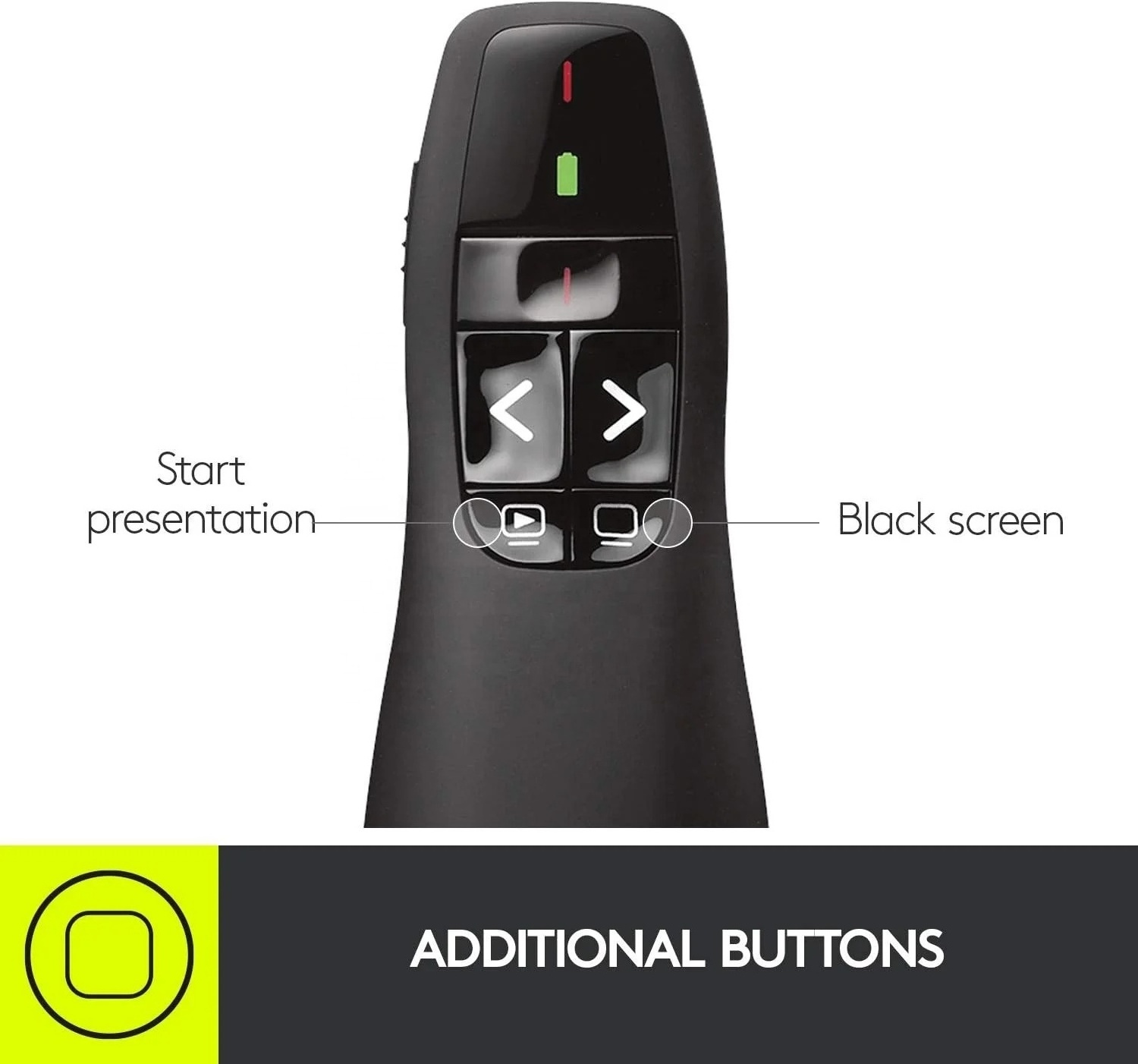 2.4G Wireless Presenter R400, Wireless Presentation Remote Clicker with Laser Pointer